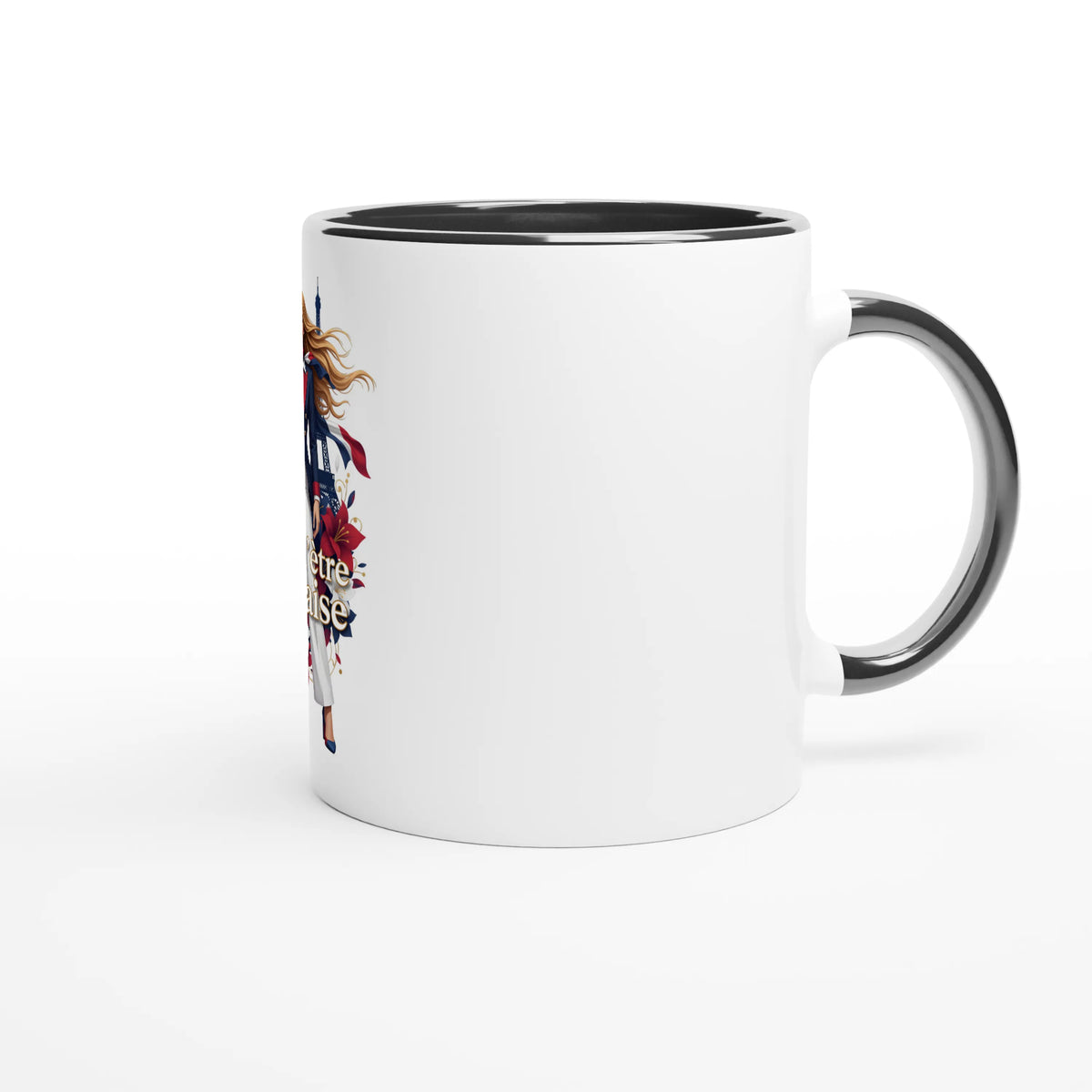 Mug  fière d'être française  en céramique blanche 325 ml (11 oz) avec intérieur coloré
