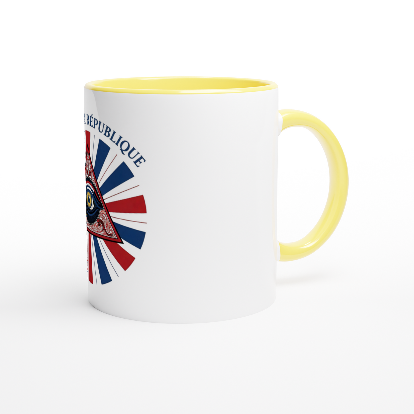 Mug en céramique œil de la république   blanche 325 ml (11 oz) avec intérieur coloré