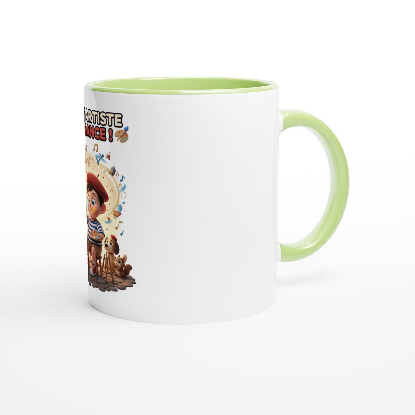 White 11oz Ceramic Mug garçon petit artiste de France