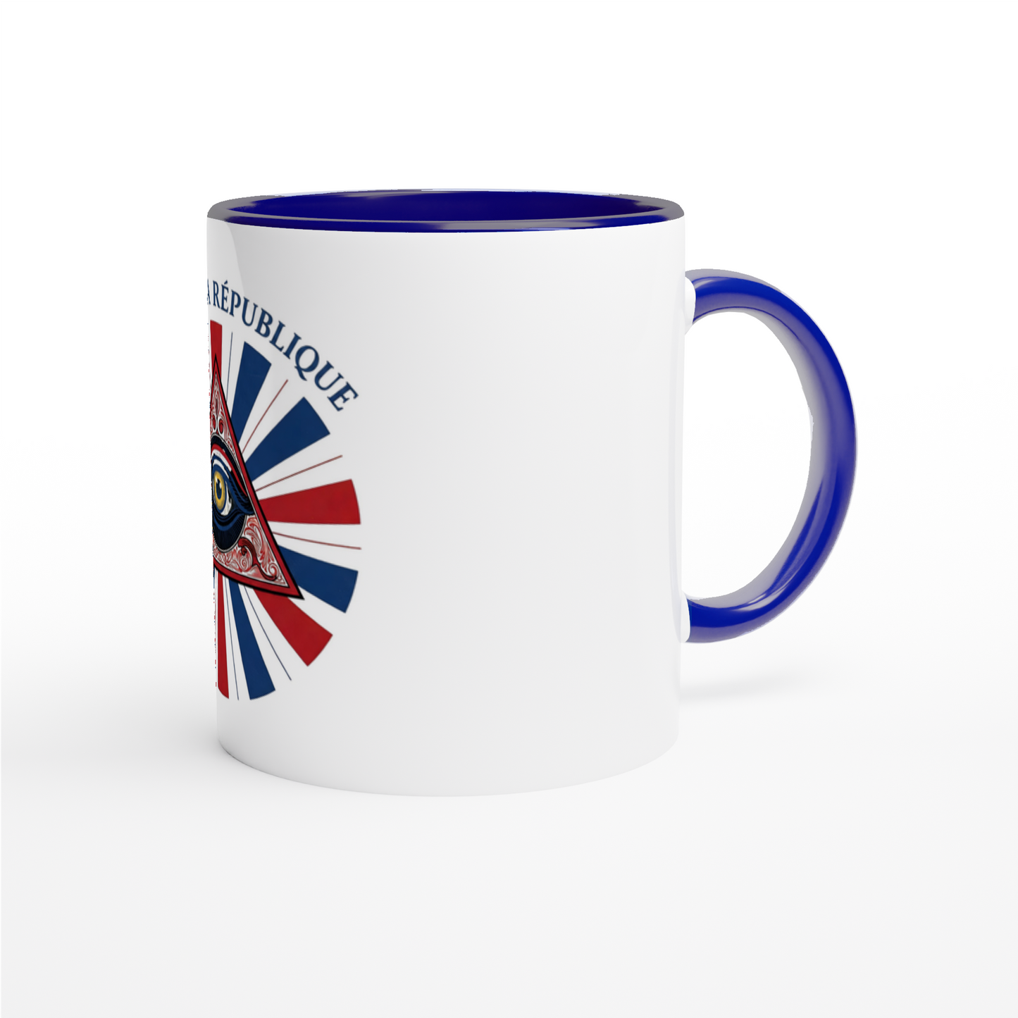 Mug en céramique œil de la république   blanche 325 ml (11 oz) avec intérieur coloré