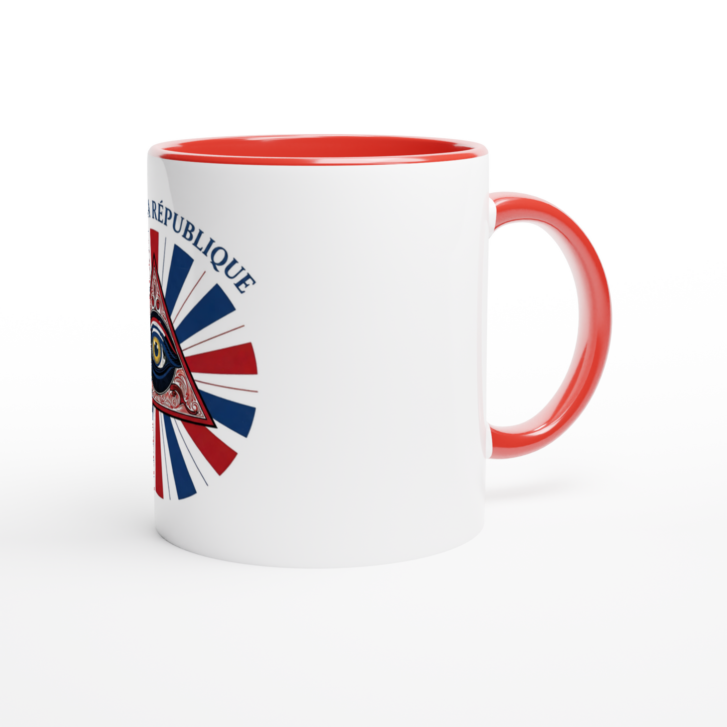 Mug en céramique œil de la république   blanche 325 ml (11 oz) avec intérieur coloré