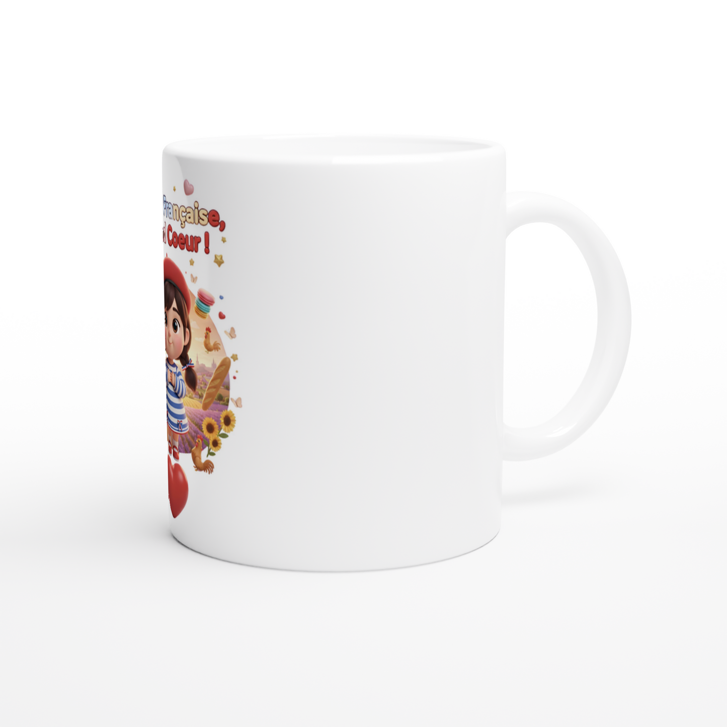 Mug en céramique  Française au grand cœur de 325 ml (11 oz)
