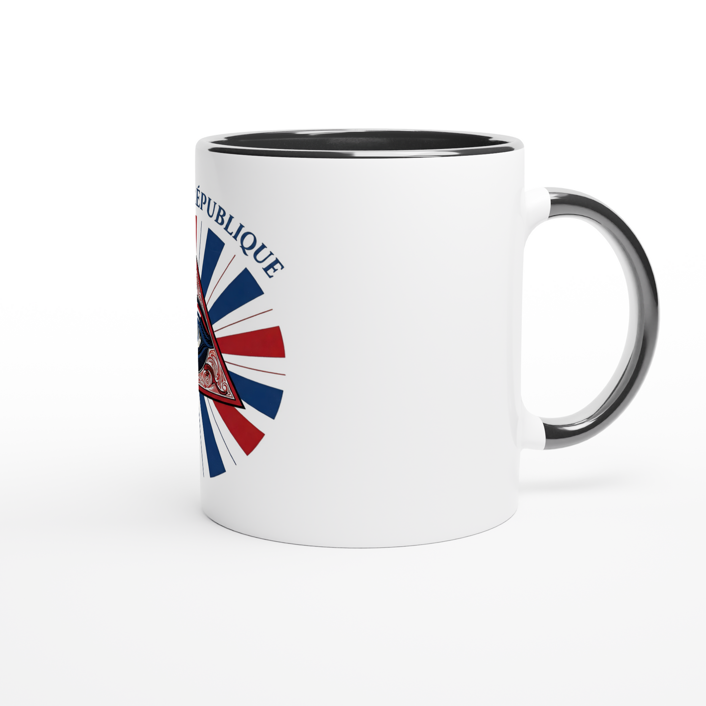 Mug en céramique œil de la république   blanche 325 ml (11 oz) avec intérieur coloré