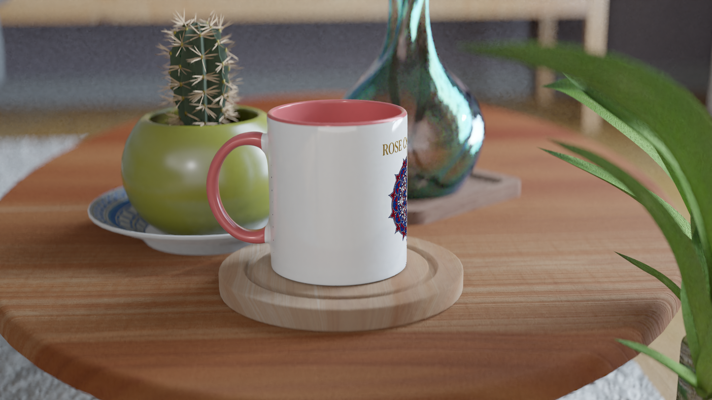 Mug en céramique rose cathédrale  blanche 325 ml (11 oz) avec intérieur coloré