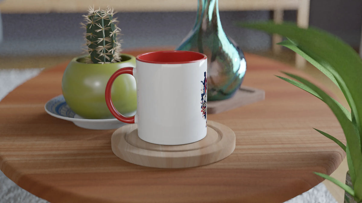 Mug  fière d'être française  en céramique blanche 325 ml (11 oz) avec intérieur coloré