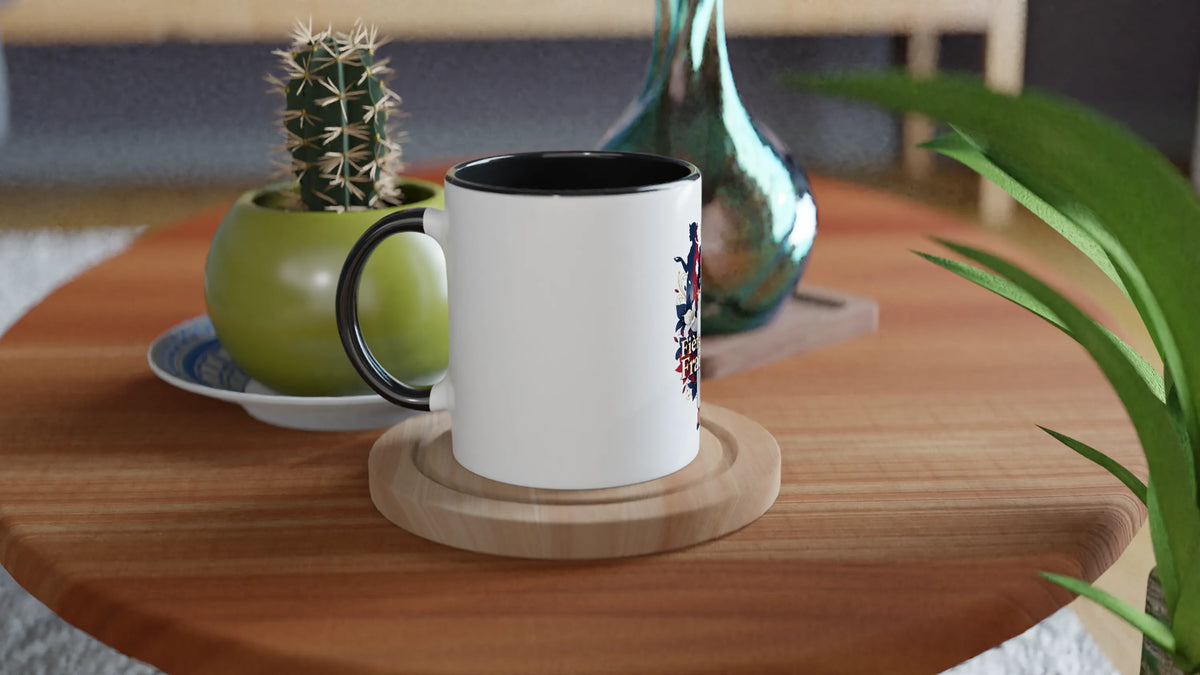 Mug  fière d'être française  en céramique blanche 325 ml (11 oz) avec intérieur coloré