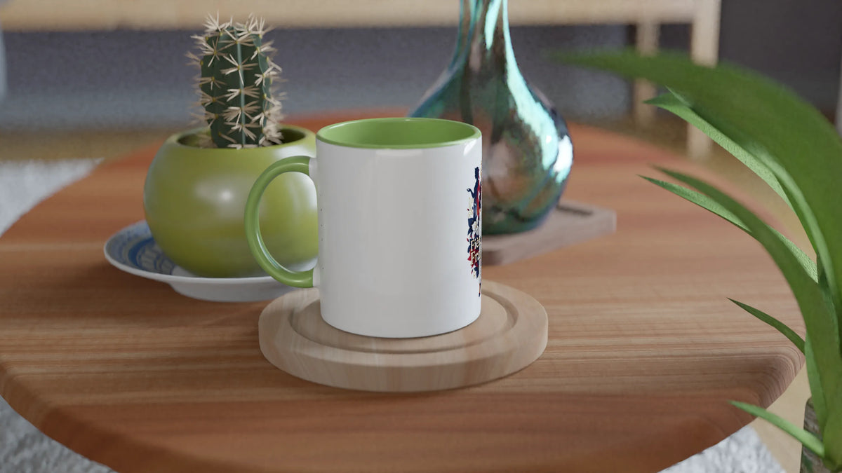 Mug  fière d'être française  en céramique blanche 325 ml (11 oz) avec intérieur coloré