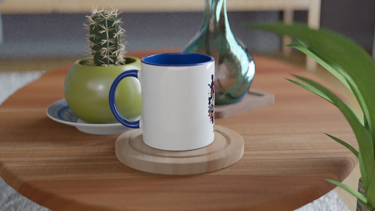 Mug  fière d'être française  en céramique blanche 325 ml (11 oz) avec intérieur coloré
