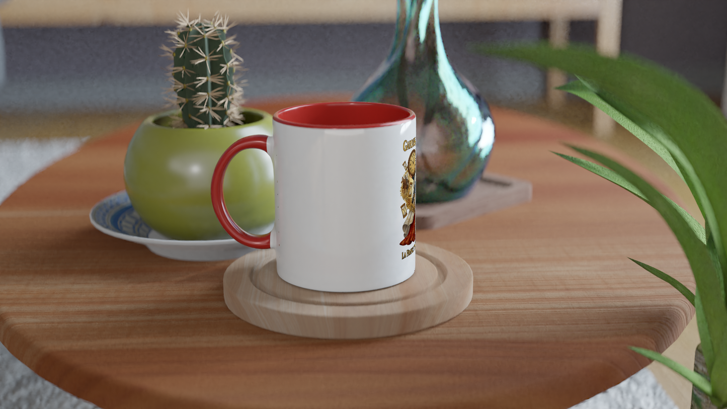 Mug en céramique blanche gardienne du temps  325 ml (11 oz) avec intérieur coloré