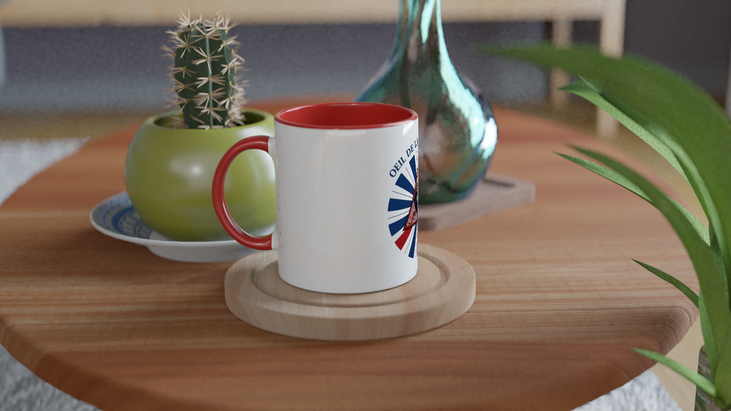 Mug en céramique œil de la république   blanche 325 ml (11 oz) avec intérieur coloré