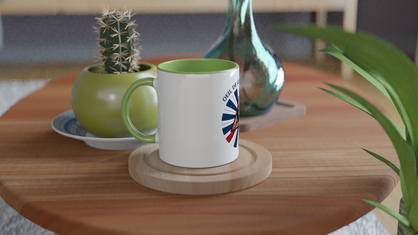 Mug en céramique œil de la république   blanche 325 ml (11 oz) avec intérieur coloré