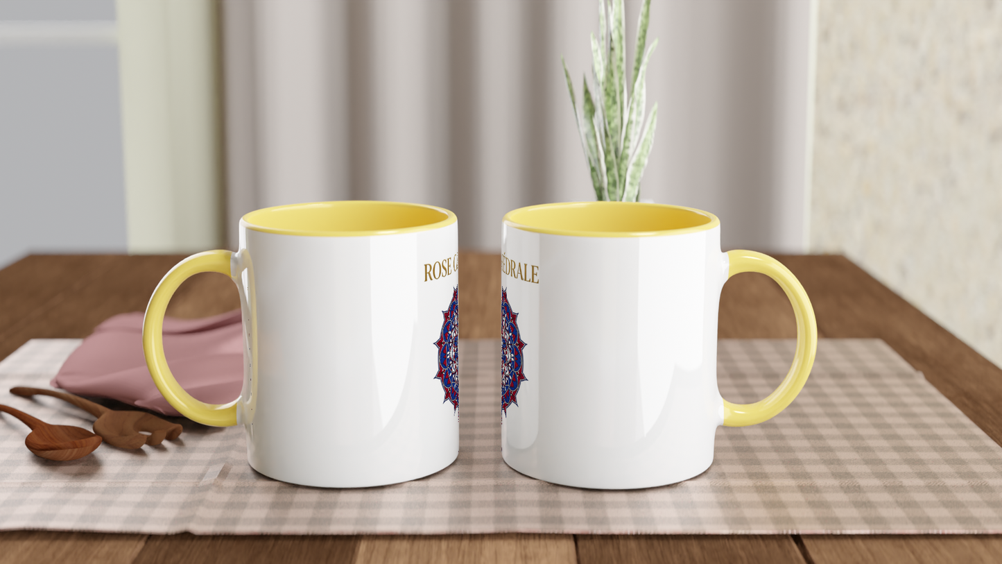 Mug en céramique rose cathédrale  blanche 325 ml (11 oz) avec intérieur coloré