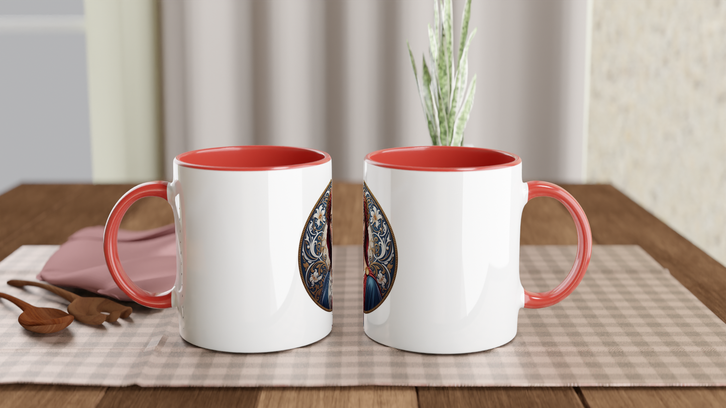 Mug en céramique  Marianne blanche 325 ml (11 oz) avec intérieur coloré