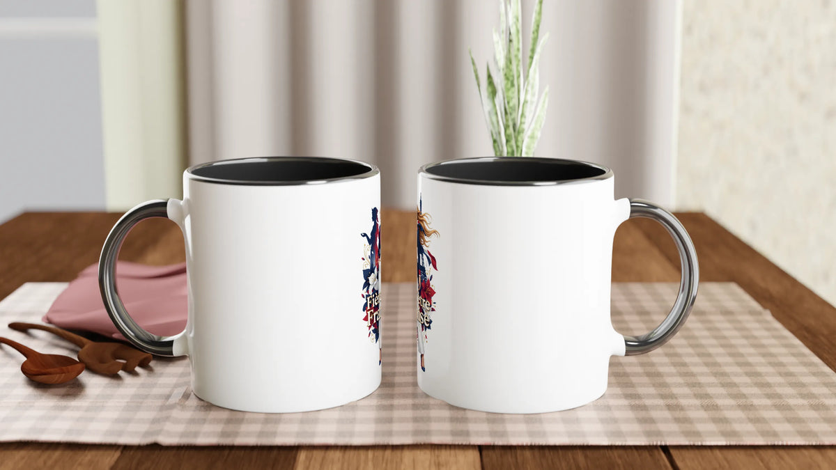 Mug  fière d'être française  en céramique blanche 325 ml (11 oz) avec intérieur coloré