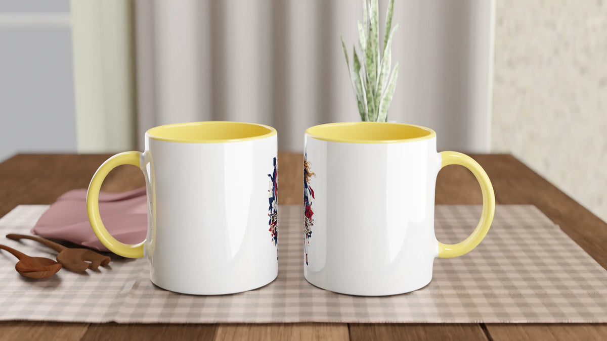 Mug  fière d'être française  en céramique blanche 325 ml (11 oz) avec intérieur coloré