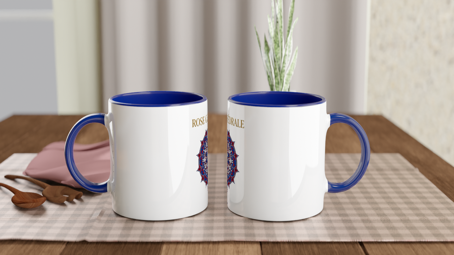 Mug en céramique rose cathédrale  blanche 325 ml (11 oz) avec intérieur coloré