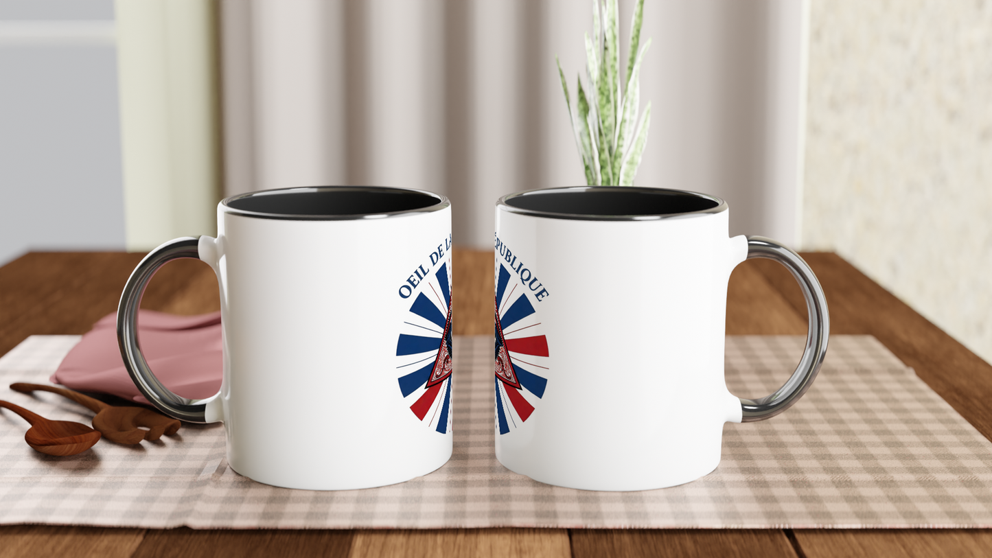 Mug en céramique œil de la république   blanche 325 ml (11 oz) avec intérieur coloré