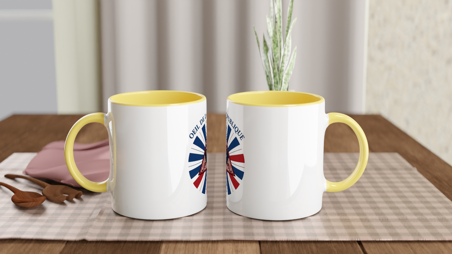 Mug en céramique œil de la république   blanche 325 ml (11 oz) avec intérieur coloré