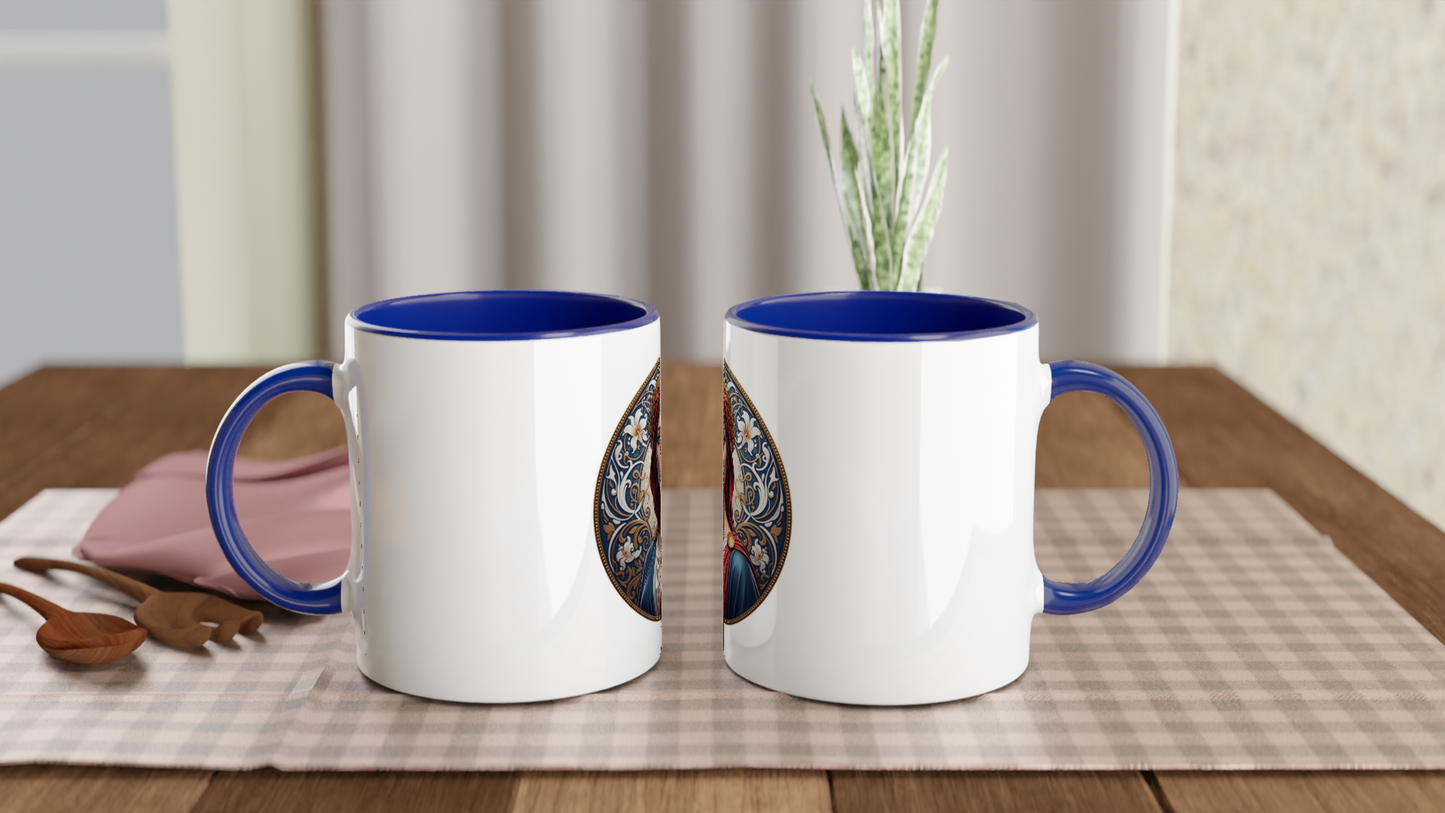 Mug en céramique  Marianne blanche 325 ml (11 oz) avec intérieur coloré