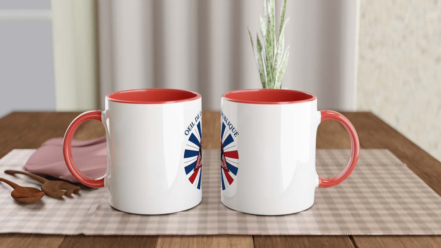 Mug en céramique œil de la république   blanche 325 ml (11 oz) avec intérieur coloré
