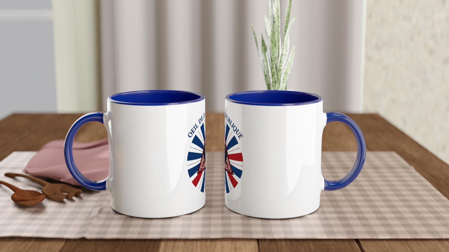 Mug en céramique œil de la république   blanche 325 ml (11 oz) avec intérieur coloré