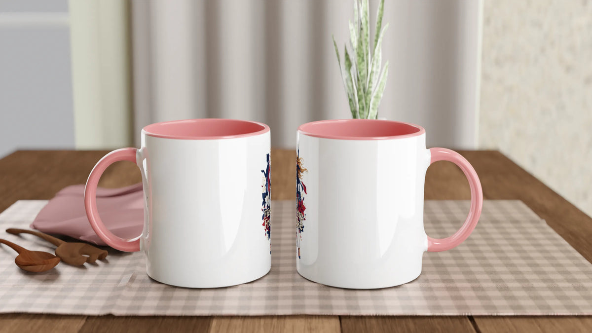 Mug  fière d'être française  en céramique blanche 325 ml (11 oz) avec intérieur coloré