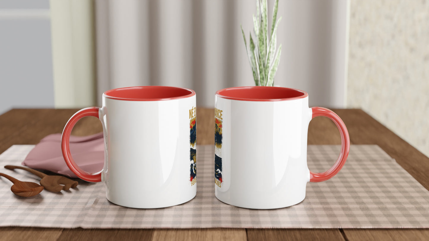 Mug en céramique  né en France  blanche  325 ml (11 oz) avec intérieur coloré