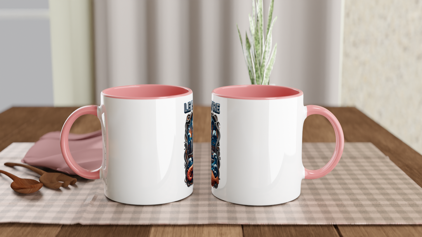 Mug en céramique blanche le Havre ville de France 325 ml (11 oz) avec intérieur coloré