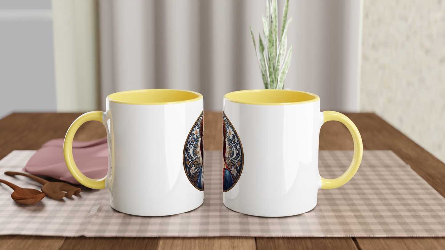 Mug en céramique  Marianne blanche 325 ml (11 oz) avec intérieur coloré