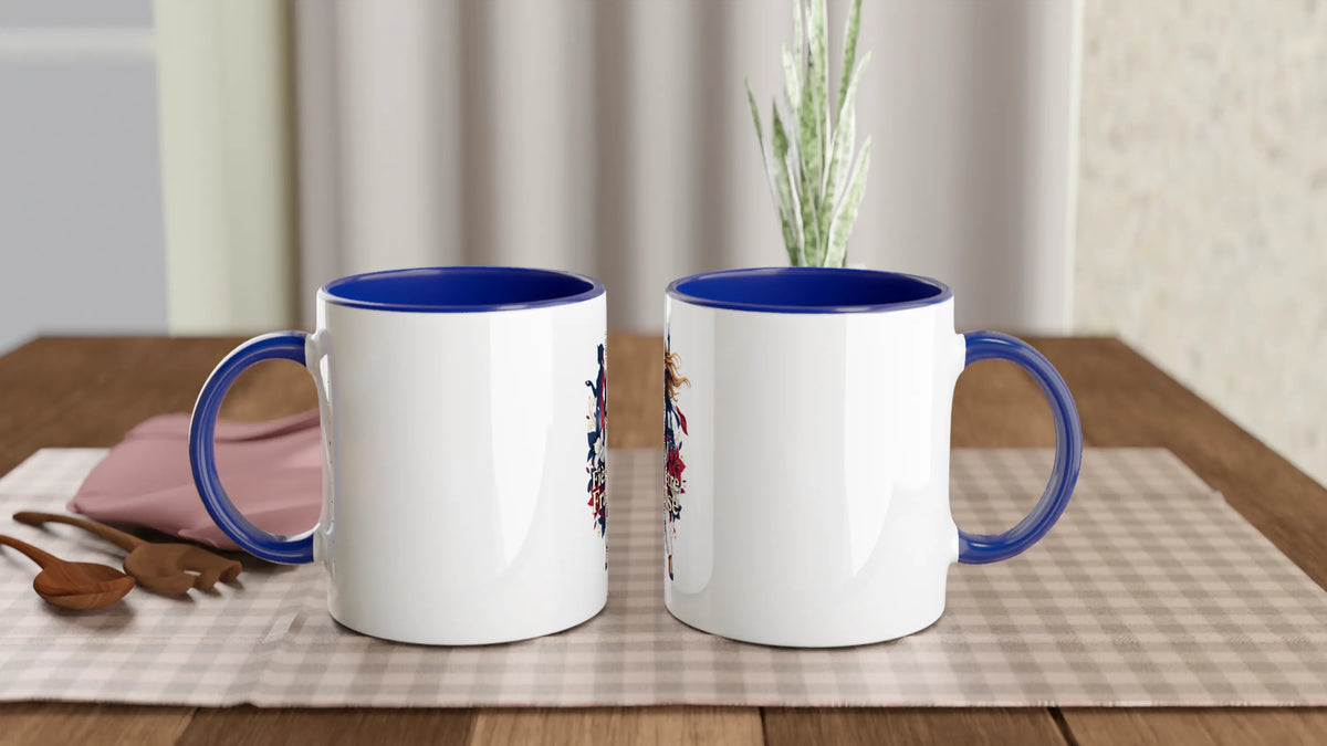 Mug  fière d'être française  en céramique blanche 325 ml (11 oz) avec intérieur coloré