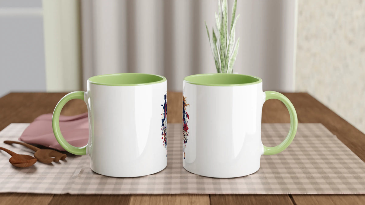 Mug  fière d'être française  en céramique blanche 325 ml (11 oz) avec intérieur coloré