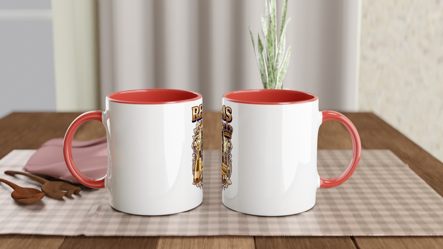 Mug en céramique Reims ville de France blanche 325 ml (11 oz) avec intérieur coloré