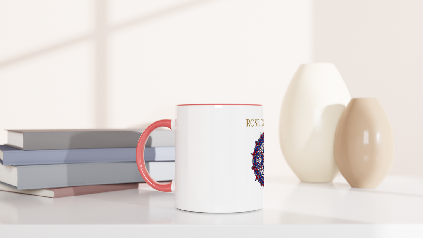 Mug en céramique rose cathédrale  blanche 325 ml (11 oz) avec intérieur coloré