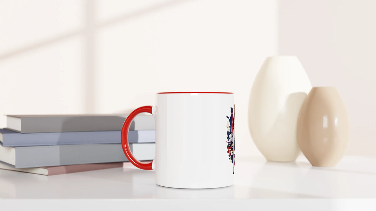 Mug  fière d'être française  en céramique blanche 325 ml (11 oz) avec intérieur coloré