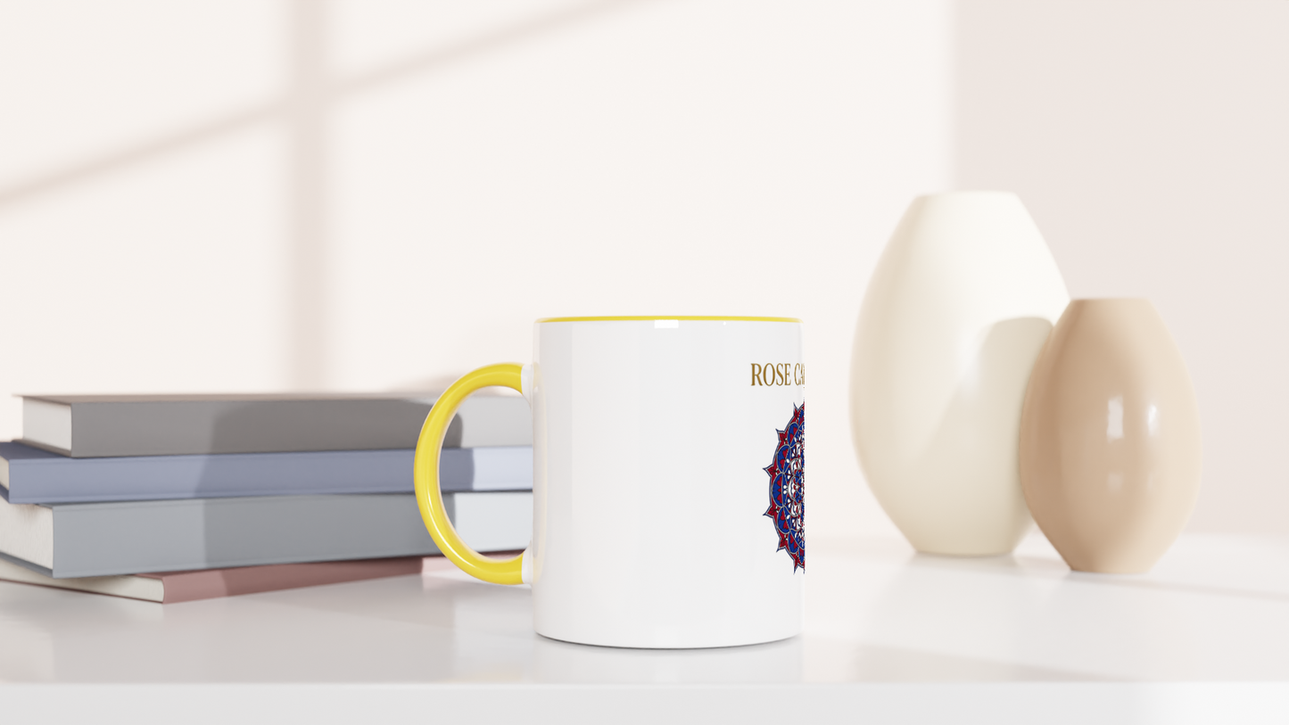 Mug en céramique rose cathédrale  blanche 325 ml (11 oz) avec intérieur coloré