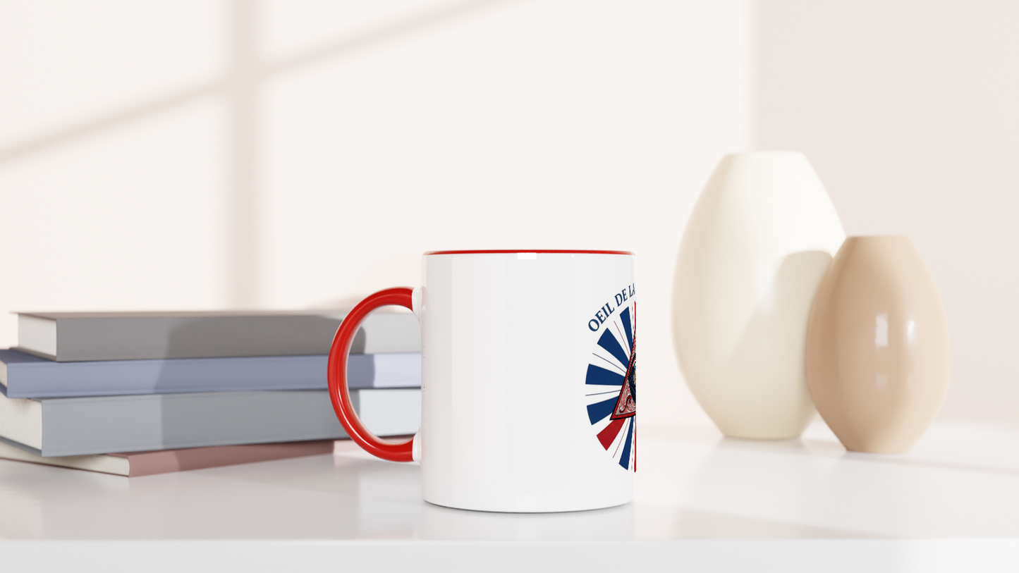 Mug en céramique œil de la république   blanche 325 ml (11 oz) avec intérieur coloré