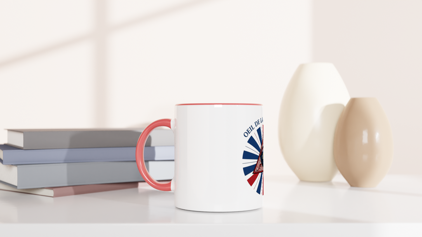 Mug en céramique œil de la république   blanche 325 ml (11 oz) avec intérieur coloré