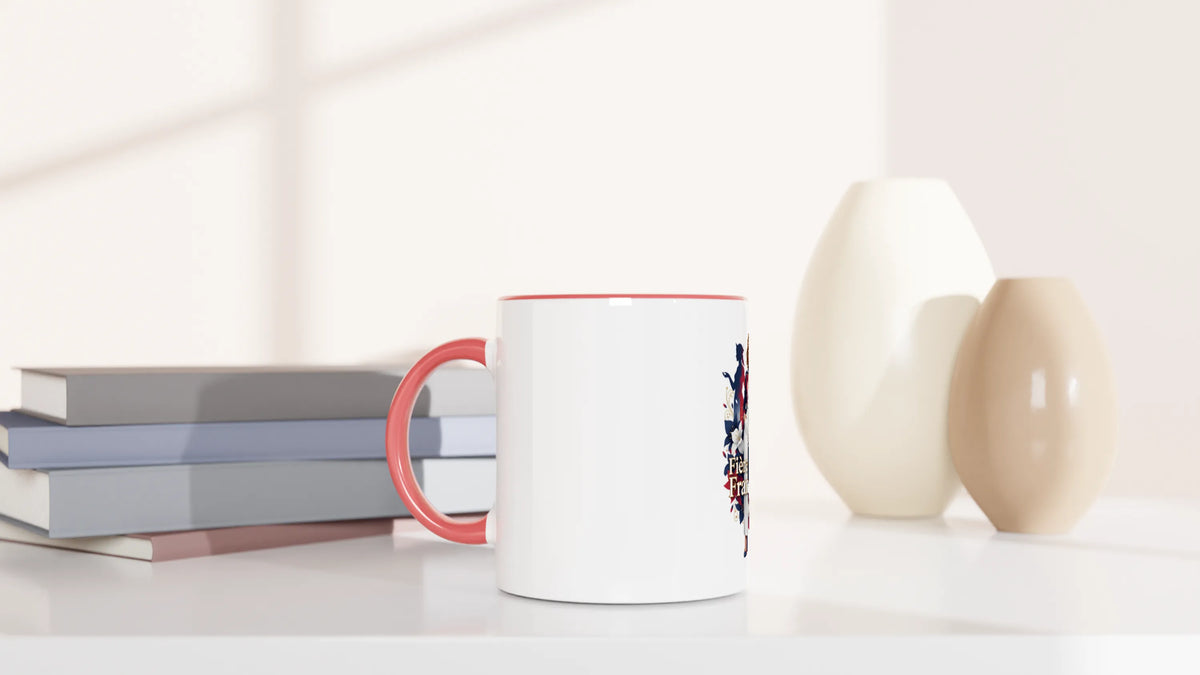 Mug  fière d'être française  en céramique blanche 325 ml (11 oz) avec intérieur coloré
