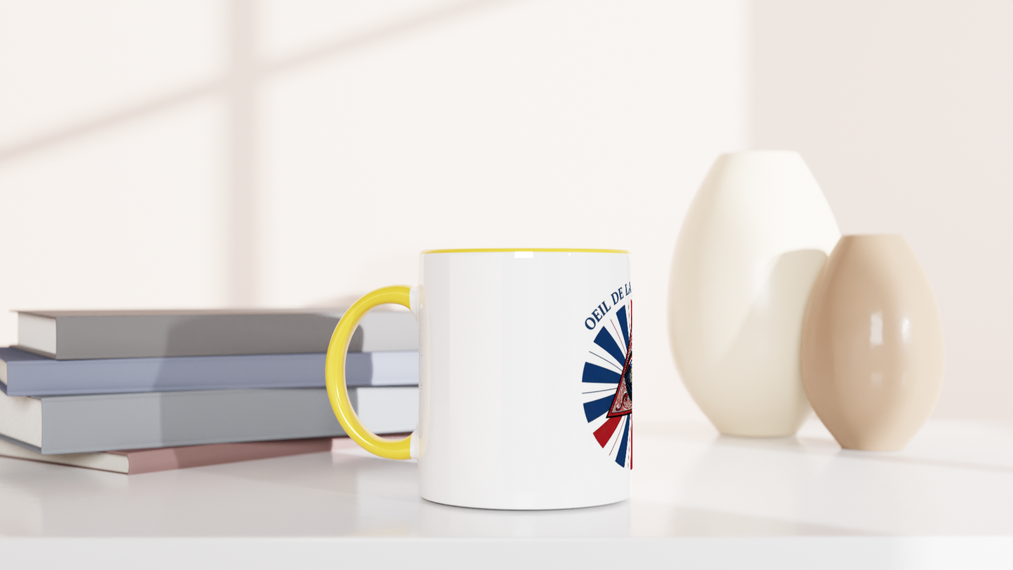 Mug en céramique œil de la république   blanche 325 ml (11 oz) avec intérieur coloré