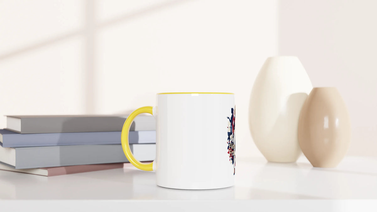 Mug  fière d'être française  en céramique blanche 325 ml (11 oz) avec intérieur coloré
