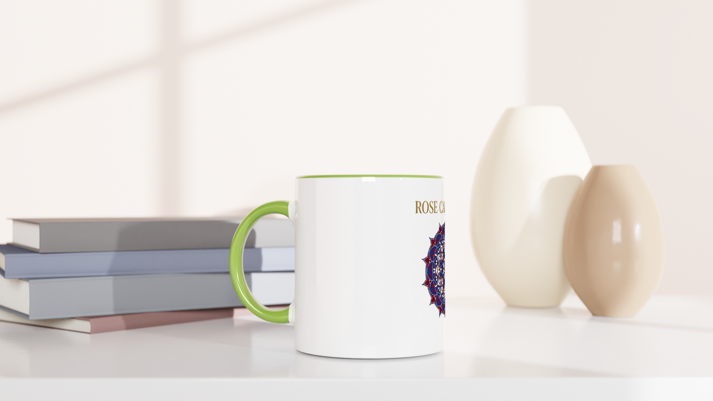 Mug en céramique rose cathédrale  blanche 325 ml (11 oz) avec intérieur coloré
