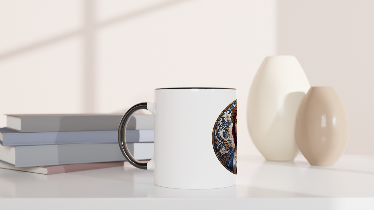 Mug en céramique  Marianne blanche 325 ml (11 oz) avec intérieur coloré