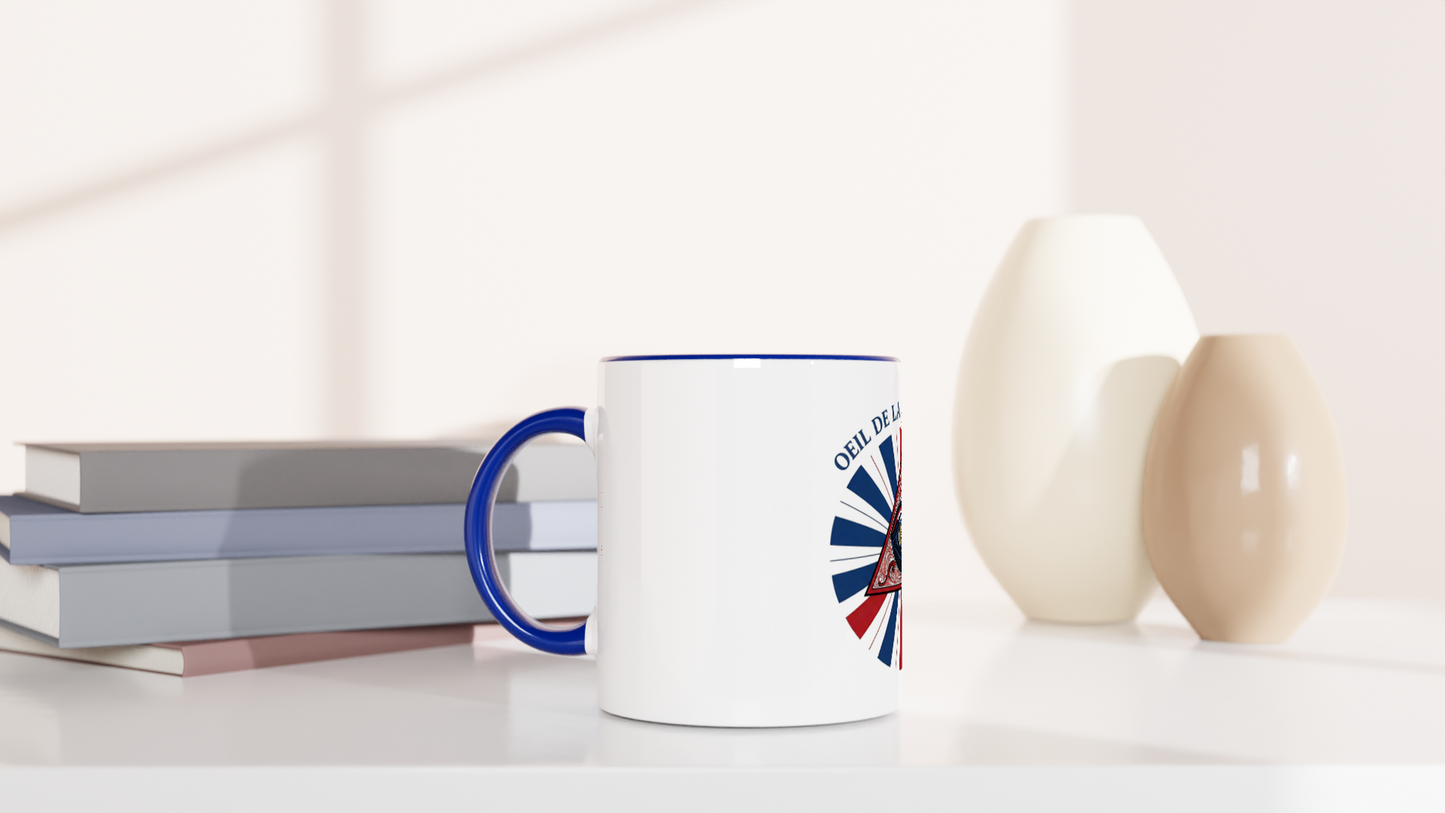 Mug en céramique œil de la république   blanche 325 ml (11 oz) avec intérieur coloré