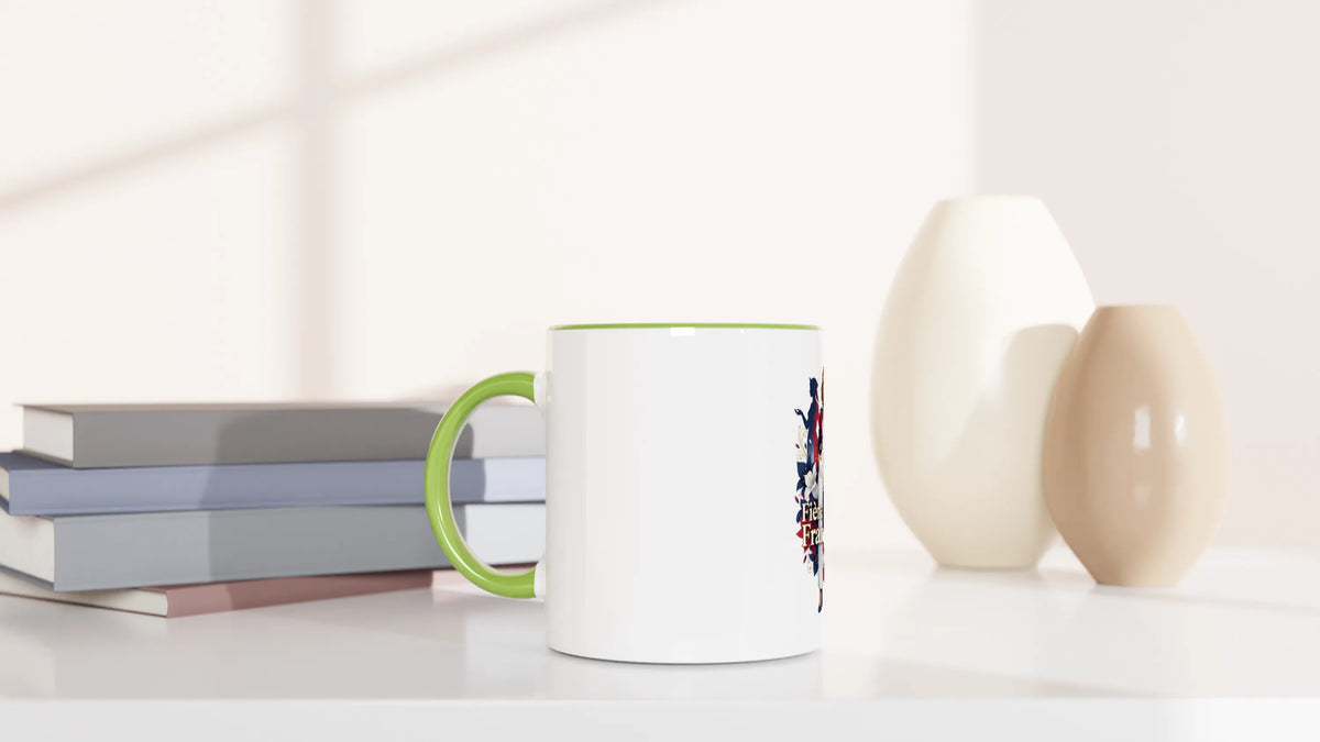 Mug  fière d'être française  en céramique blanche 325 ml (11 oz) avec intérieur coloré