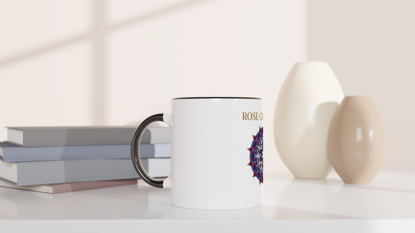 Mug en céramique rose cathédrale  blanche 325 ml (11 oz) avec intérieur coloré