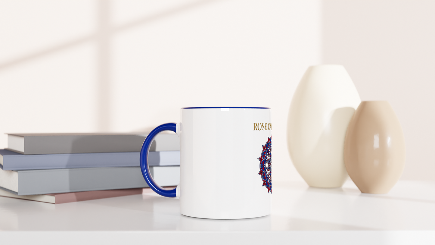 Mug en céramique rose cathédrale  blanche 325 ml (11 oz) avec intérieur coloré