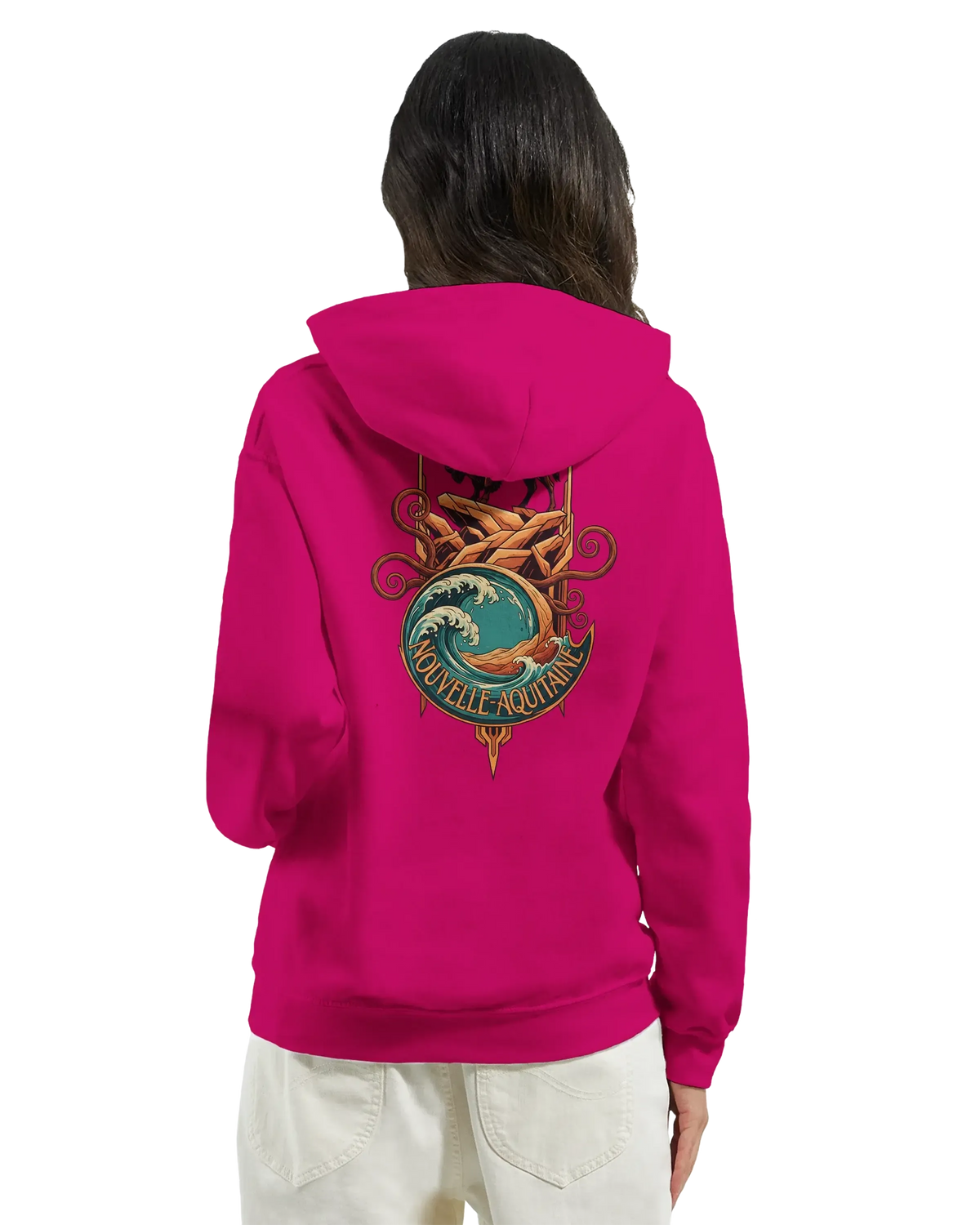 sweatshirt à capuche qualité supérieure France avec design Nouvelle-Aquitaine en rose