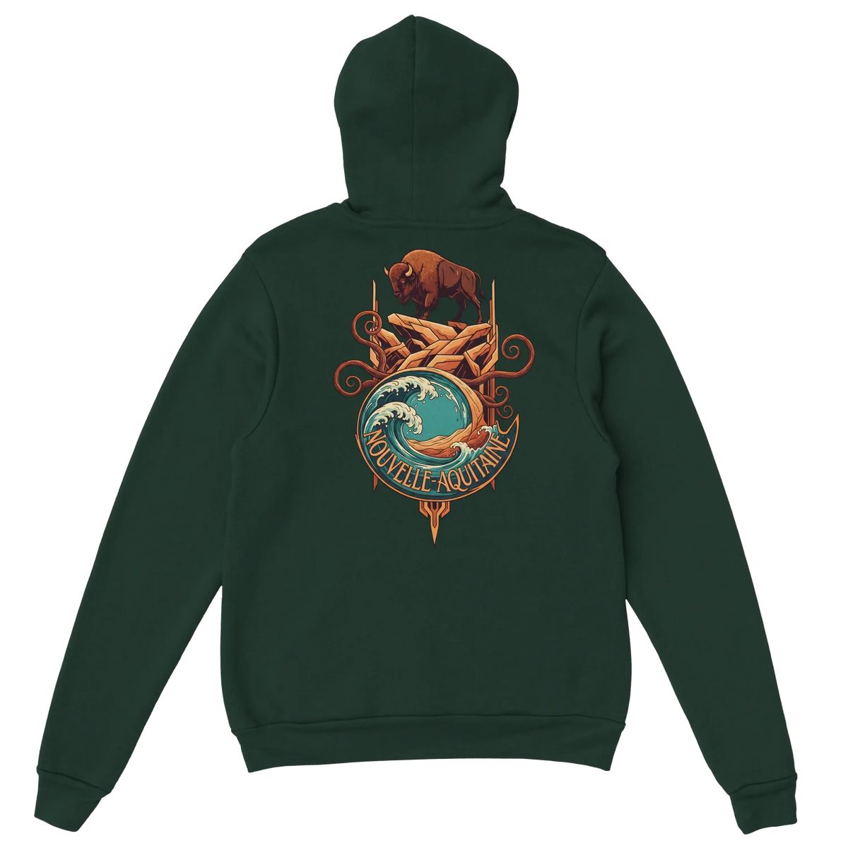 sweatshirt à capuche qualité supérieure France affichant un design inspiré de la Nouvelle-Aquitaine
