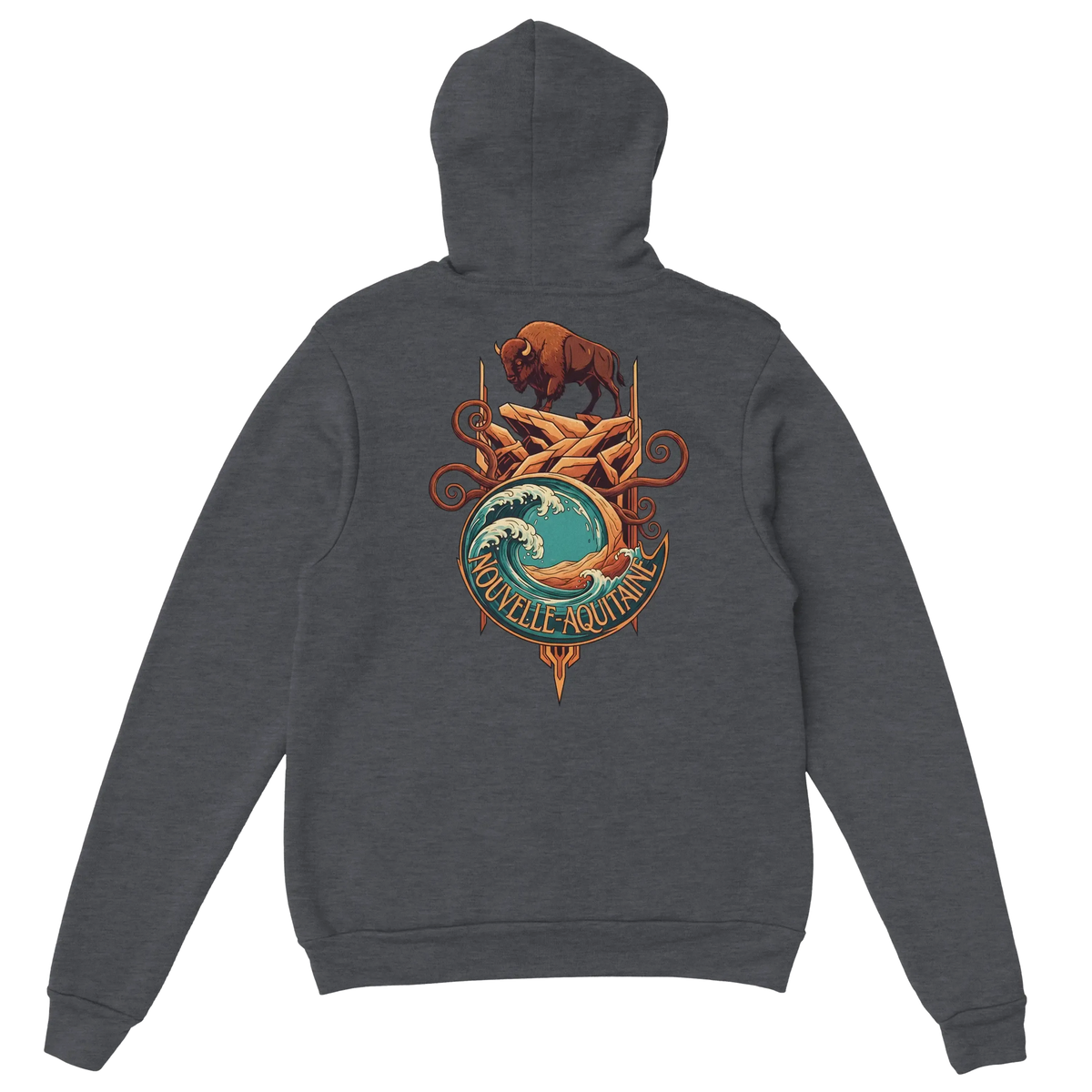 sweatshirt à capuche qualité supérieure France affichant un design inspiré de la Nouvelle-Aquitaine