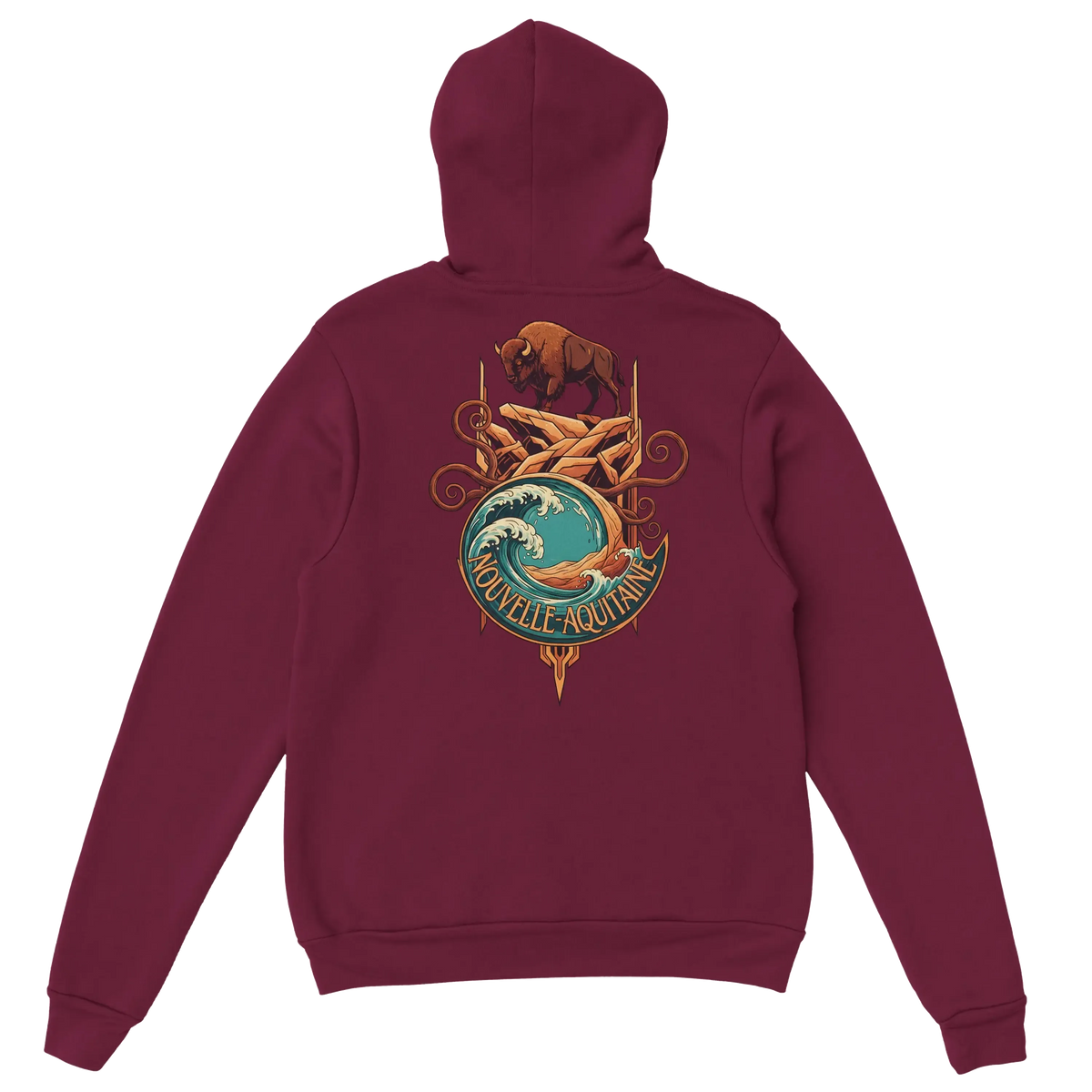 sweatshirt à capuche qualité supérieure France vue arrière avec motif Nouvelle-Aquitaine